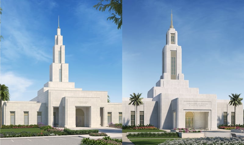 Renderings of the Goiânia Brazil and Campo Grande Brazil temples.