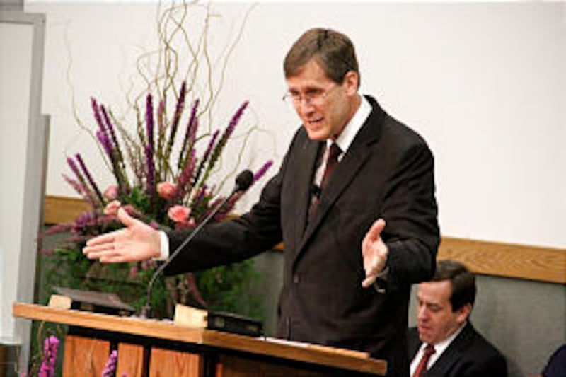 Elder Marcos A. Aidukaitis of the Seventy speaks during the Seminar for New Missionary Training Cent