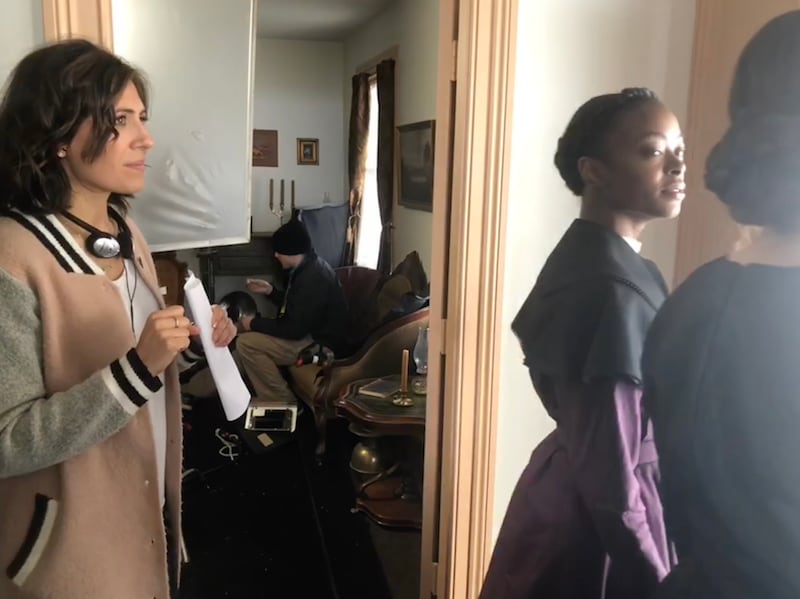 Director Chantelle Squires and actress Danielle Deadwyler on the set of “Jane and Emma.”