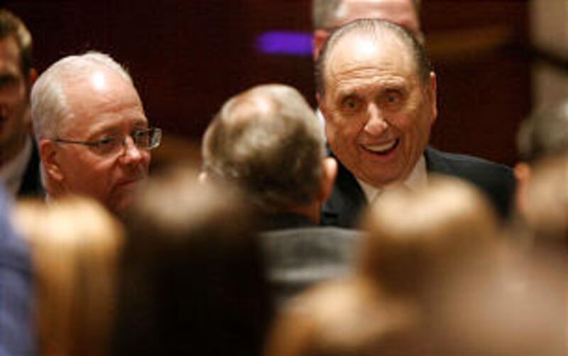 President Thomas S. Monson leaves Golden Days, A Celebration of Life, in honor of his 85th birthday