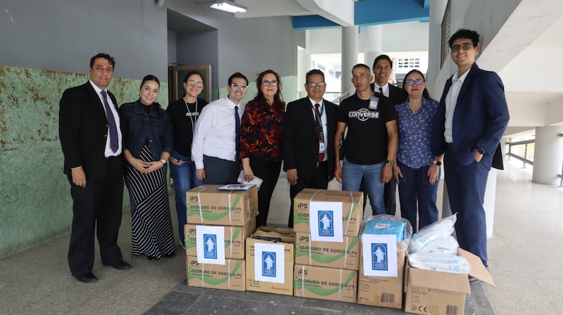 Volunteers with The Church of Jesus Christ of Latter-day Saints pose for a photo with humanitarian supplies for hospitals in Venezuela on June 29, 2026 after two deadly earthquakes struck in the country one week earlier.