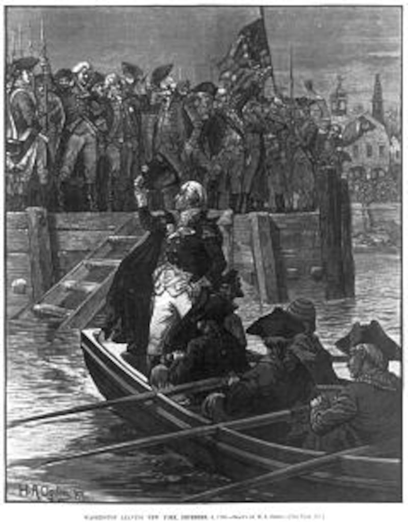 "Washington Leaving New York, Dec. 4, 1783," by H. A. Ogden. Many men recognized the "Providence of