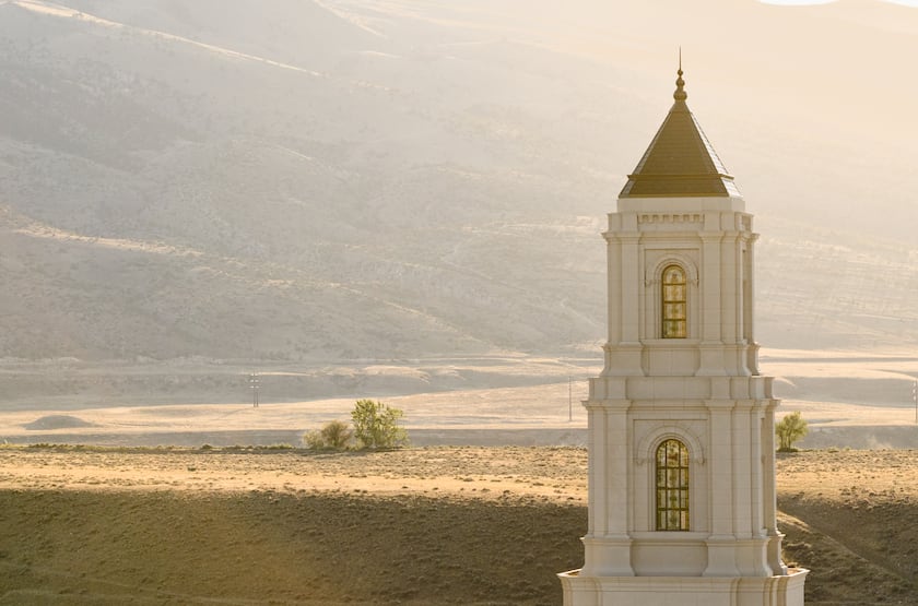 The tower atop the Cody Wyoming Temple.