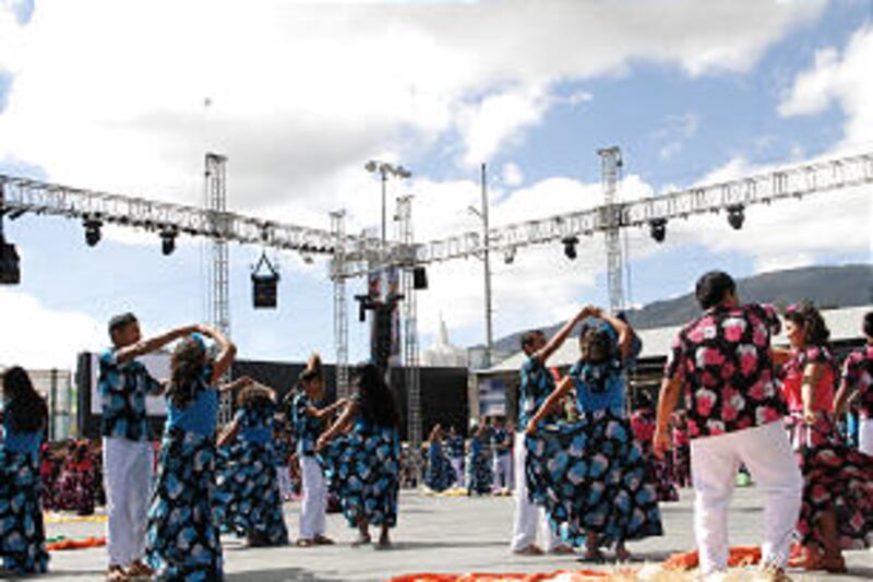 Latter-day Saint youth perform a dance celebrating the region's culture during the Dec. 10 event. Th