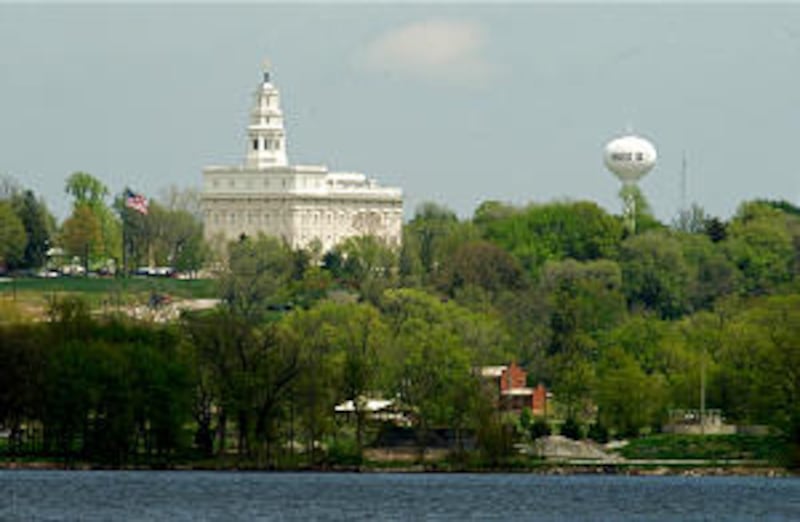 The Nauvoo Temple on Monday afternoon from across the Mississippi river in Montrose April 29, 2002 P