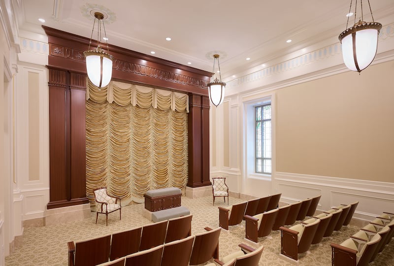 An instruction room inside the Lindon Utah Temple.