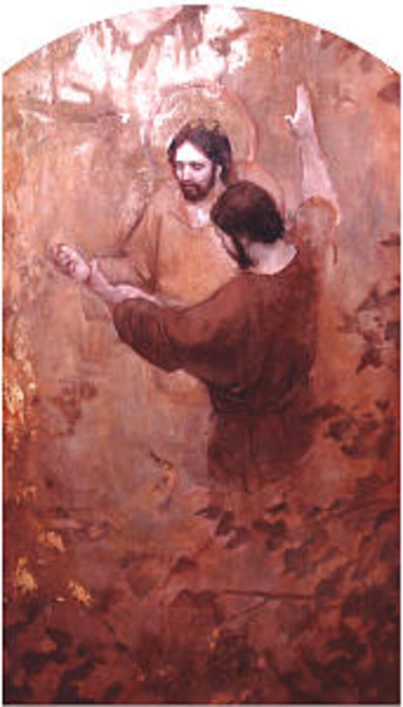 "Beholding Salvation" is formed from a diverse group of artists. J. Kirk Richard's oil was painted e
