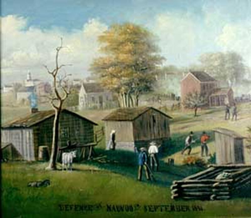 C.C.A. Christensen's "Defense of Nauvoo" details battle between mob and remaining Nauvoo residents.