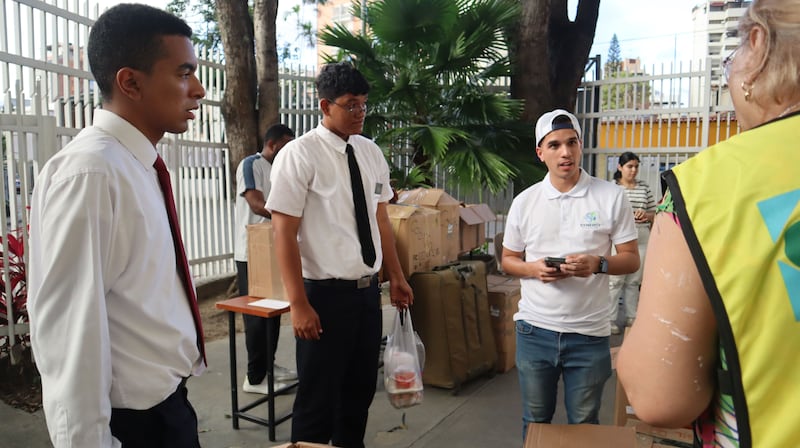 Volunteers and missionaries from The Church of Jesus Christ of Latter-day Saints prepare supplies for those affected by twin earthquakes in Venezuela, Saturday, June 27, 2026.