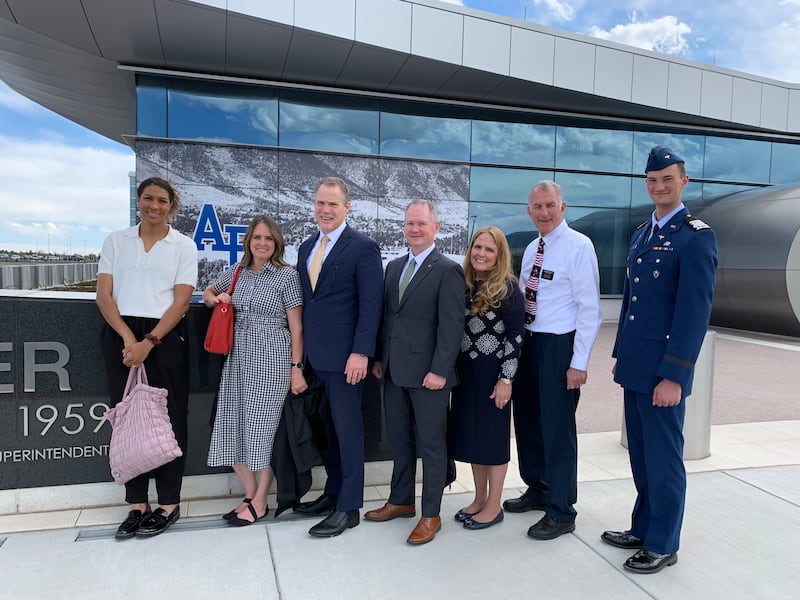 Elder Edward B. Rowe and others take a tour of the USAFA Visitors Center in Colorado Springs, Colorado, Saturday, May 23, 2026.