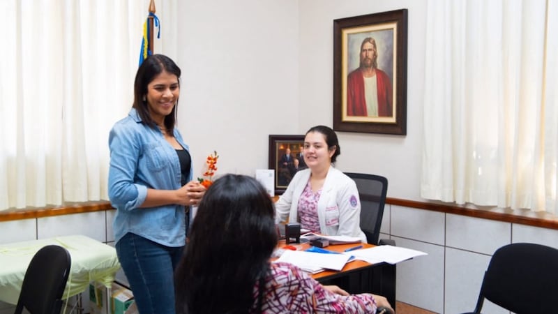 The Church and the Salvadoran Association for Cancer Prevention prepare to conduct breast cancer screenings at a Church meetinghouse in Mejicanos, El Salvador, July 27, 2026.