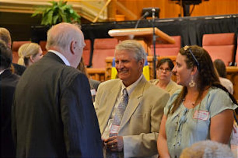 From left, George Jarvis, Romania mission president 1999-2002, George Icleanu and Madalina Icleanu
