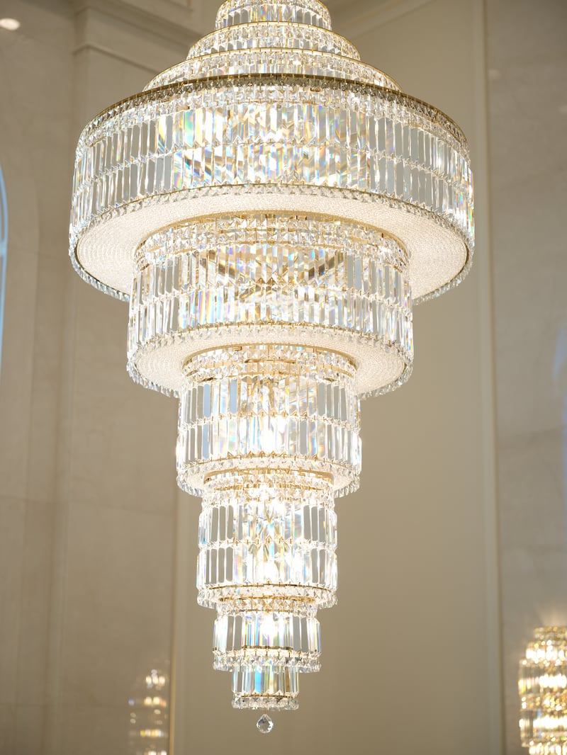 A chandelier inside the Montpelier Idaho Temple.
