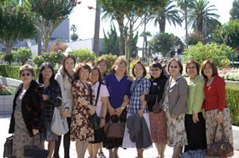 Women from Northern California gather on "temple hill" on the grounds of the Oakland California Temp
