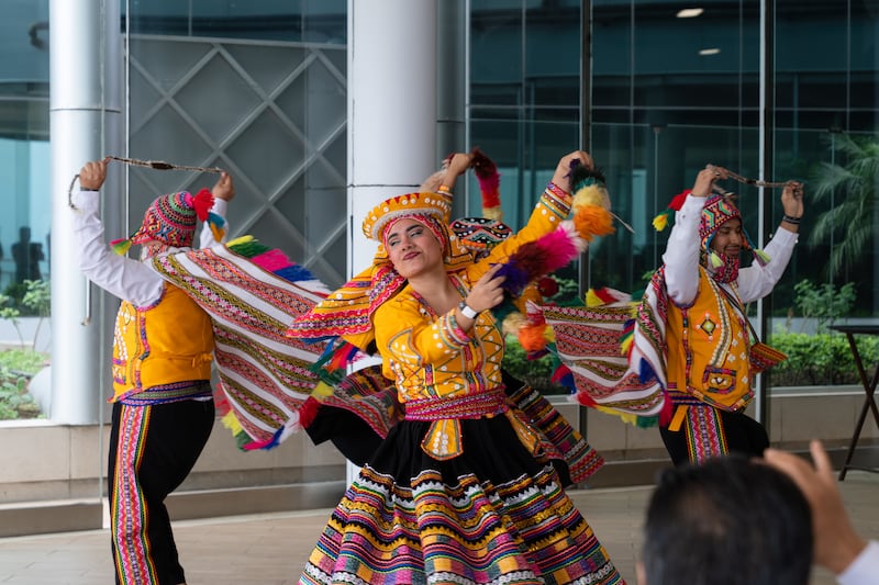 Dancers perform at the first International Symposium on Religious Freedom in Lima, Peru, Aug. 4-5, 2026.