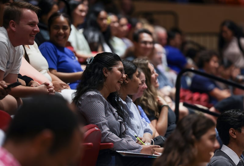 Students listen to a BYU–Hawaii devotional in the Cannon Activities Center in Laie, Hawaii, on Feb. 3, 2026.