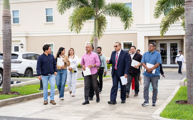 Elder Taylor G. Godoy, a General Authority Seventy and assistant executive director of the Temple Department, leads journalists and invited guests on a tour of the Managua Nicaragua Temple on Monday, Sept. 7, 2026.