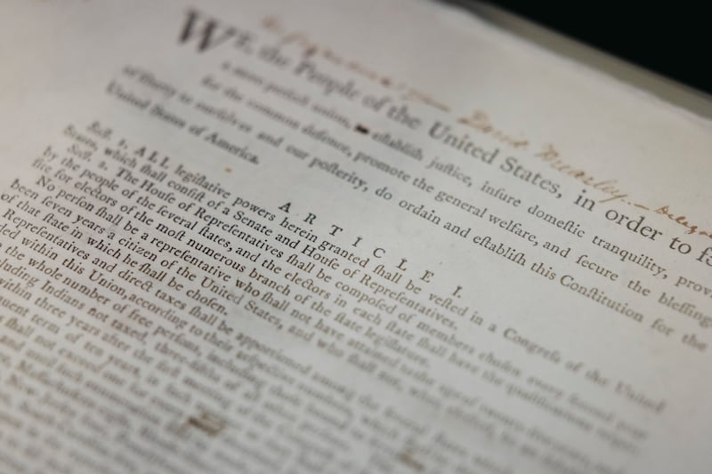 A printed draft of the U.S. Constitution, dated September 13, 1878.