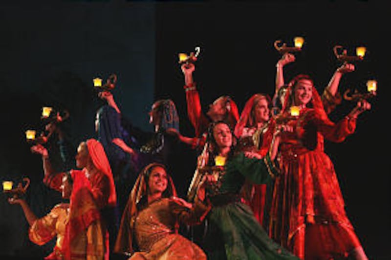 "Dance of the ten virgins" is portrayed in a scene from the Mesa Arizona Easter Pageant.