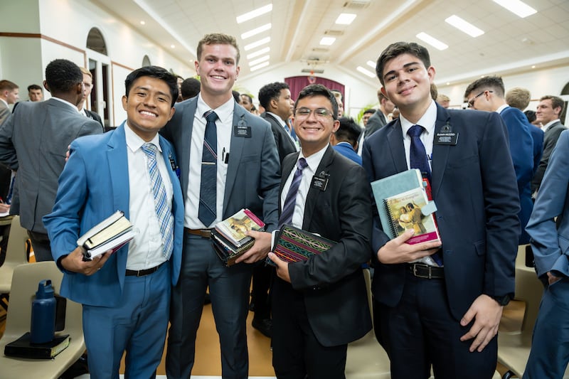 Missionaries gathered for a devotional with Elder Ronald A. Rasband of the Quorum of the Twelve Apostles in Managua, Nicaragua, on Friday, 16, 2026.