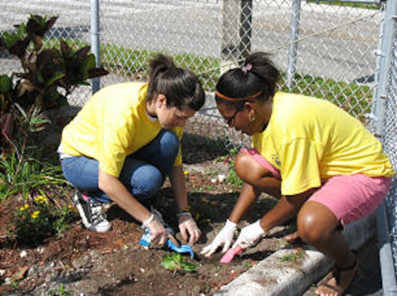 Church members in Florida had a regional day of service on April 24, 2010. Two young women from the