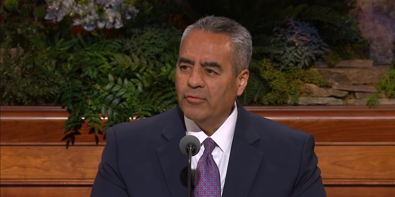 Elder Jorge T. Becerra, General Authority Seventy, speaks during the Saturday morning session of the 196th Annual General Conference of The Church of Jesus Christ of Latter-day Saints in the Conference Center in Salt Lake City on April 4, 2026.
