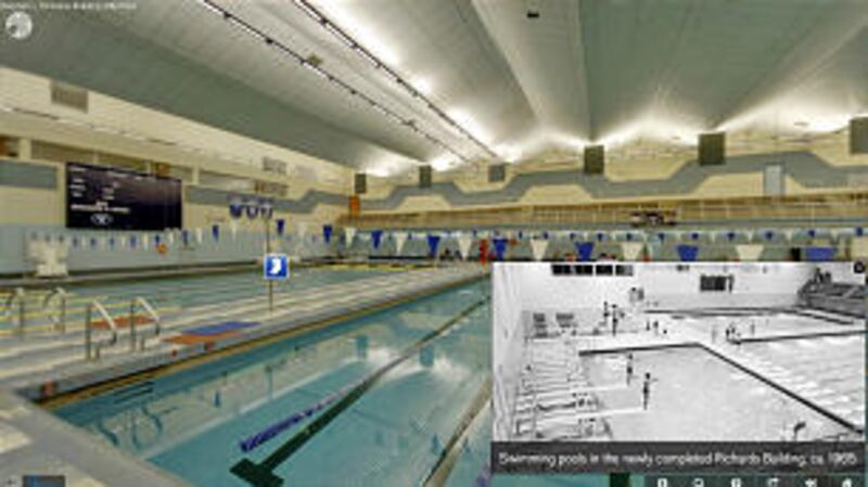 Individuals are able to visit the pool deck during the virtual tour of BYU.