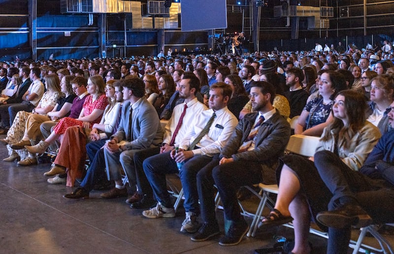 Thousands gathered to listen to Elder Michael A. Dunn, General Authority Seventy, speak in a devotional for young single adults at Deseret Days on Sunday, Jan. 25, 2026, in Chandler, Arizona.