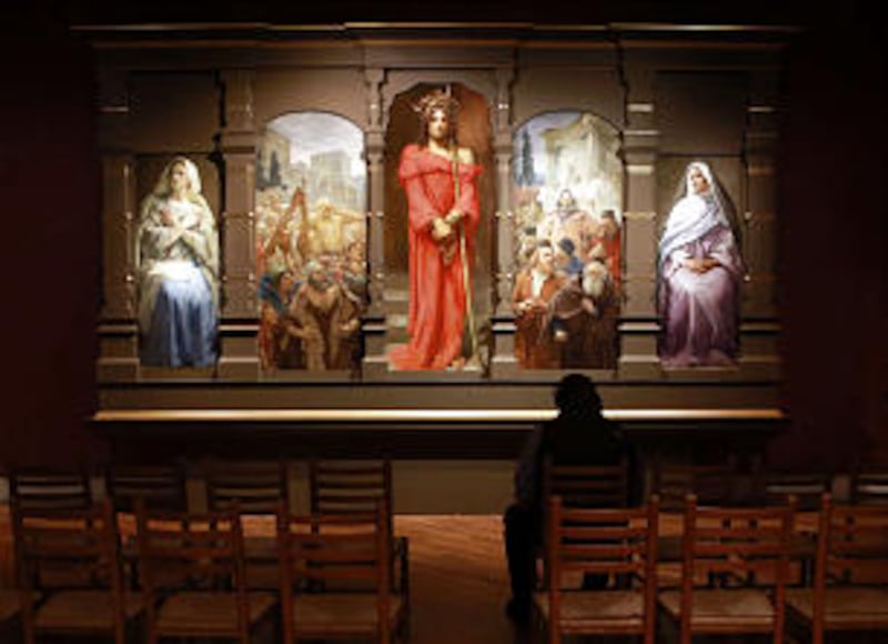 The Mocking of Christ with Mary the Annunciate and Mary the Elder, by Frans Schwartz, is on display