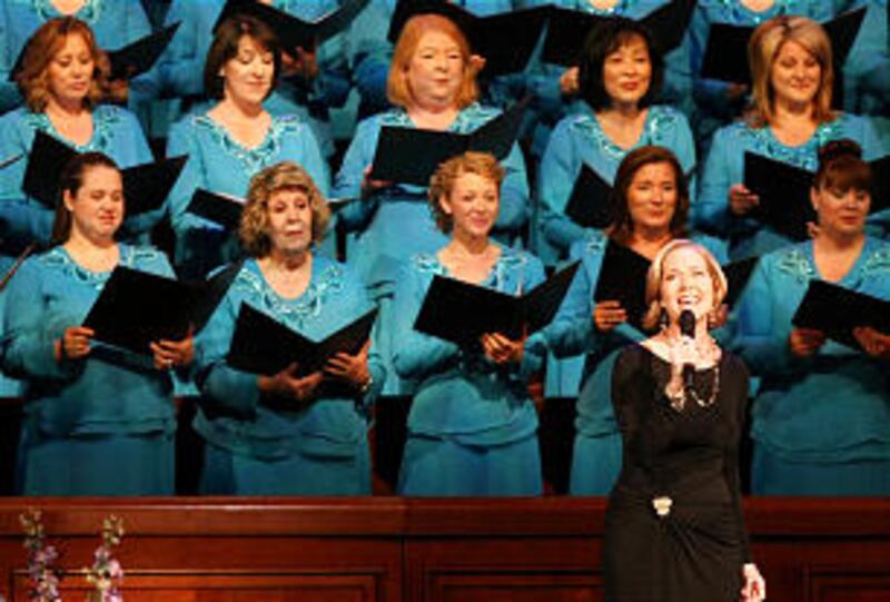 Rebecca Luker sings with the Mormon Tabernacle Choir during Golden Days, A Celebration of Life, in h