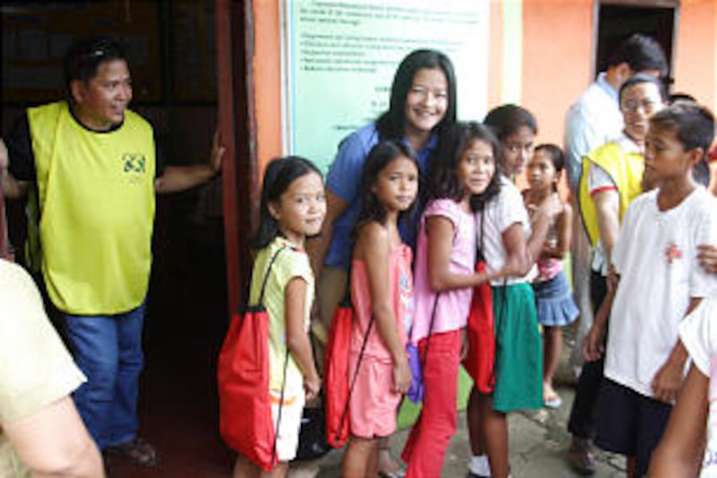 In addition to their work aboard USNS Mercy, volunteers from LDS Charities provided kits for school