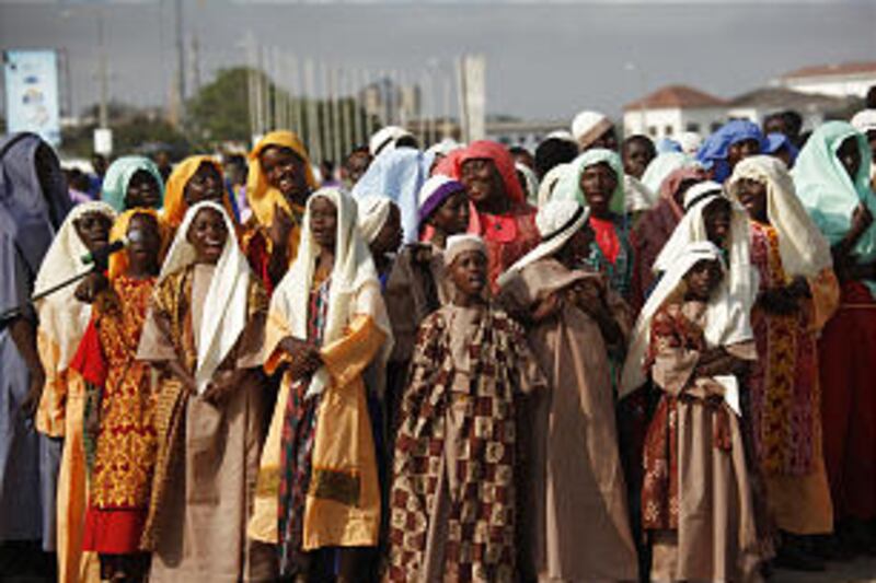 A group of youth in Accra, Ghana, sing during the event.