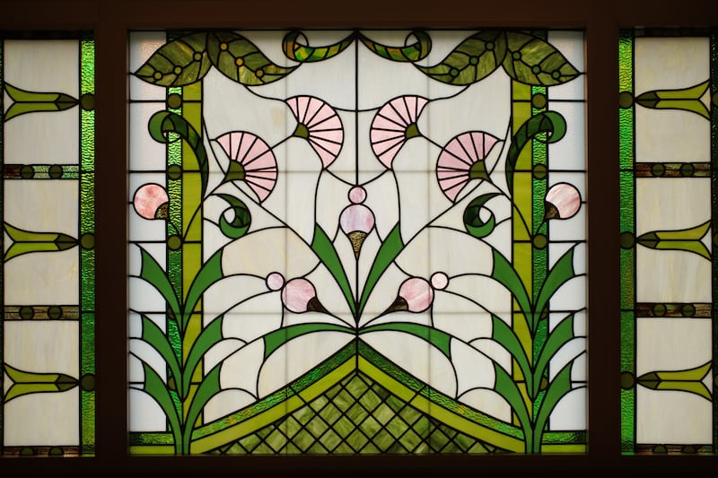 An art-glass window in the Davao Philippines Temple.