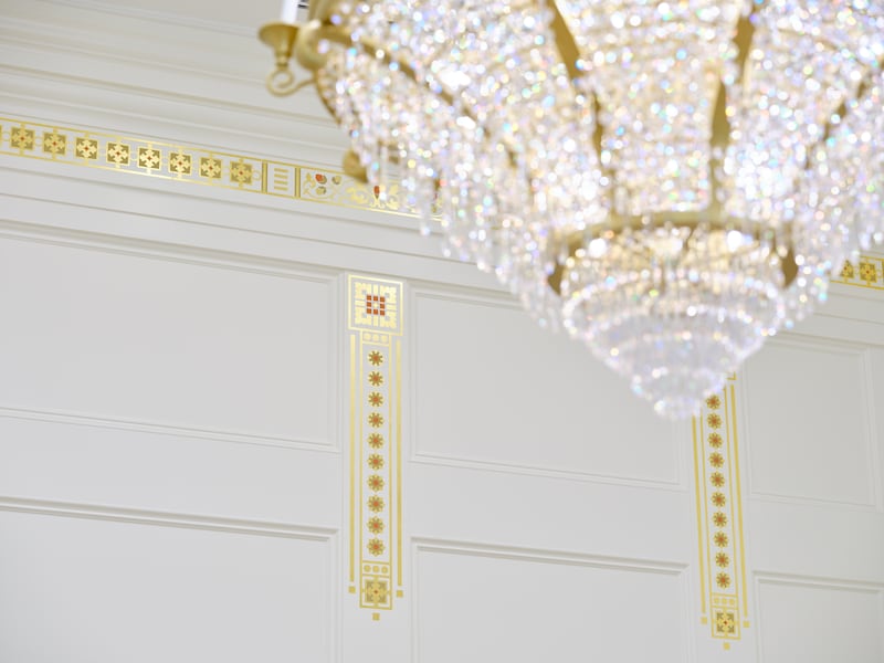 A chandelier inside the Cody Wyoming Temple.