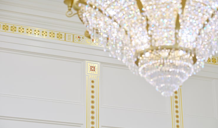 A chandelier inside the Cody Wyoming Temple.