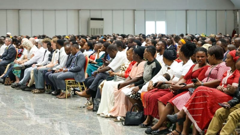 Members of The Church of Jesus Christ of Latter-day Saints in Rwanda attend a devotional with Elder David A. Bednar in Kigali, Rwanda, March 17, 2026.