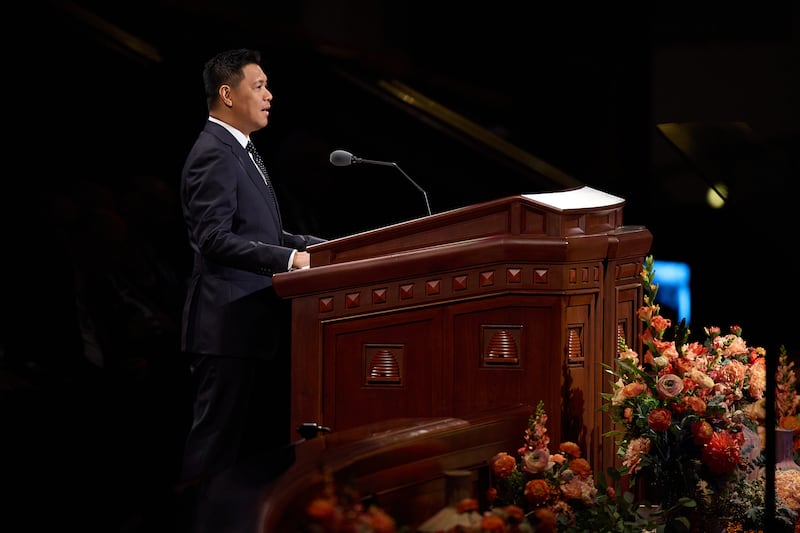 Elder James G.O. Fantone speaks during the Sunday morning session of the 196th Semiannual General Conference in Salt Lake City on Oct. 4, 2026.