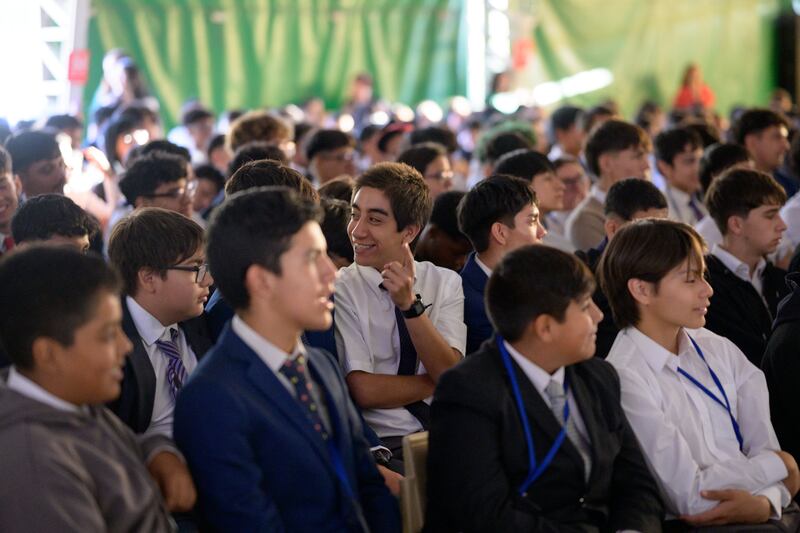Young men listen and interact during a session of For the Strength of Youth conferences in the South America South Area in early 2026.