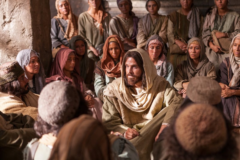 An image from the Church’s Bible video series depicts Jesus teaching a group of people.