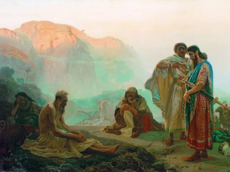 "Job and His Friends" is by Ilya Repin.