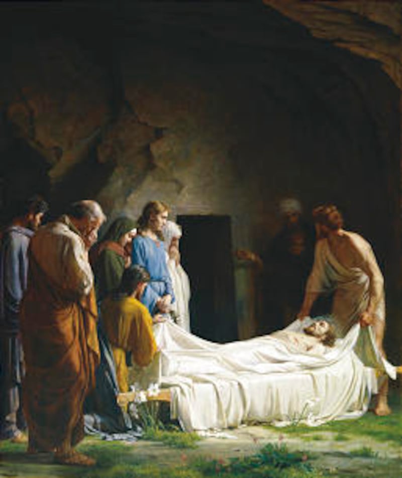 Carl Bloch's 1873 painting "The Burial" is replete with emotion and reverence in its depiction of th