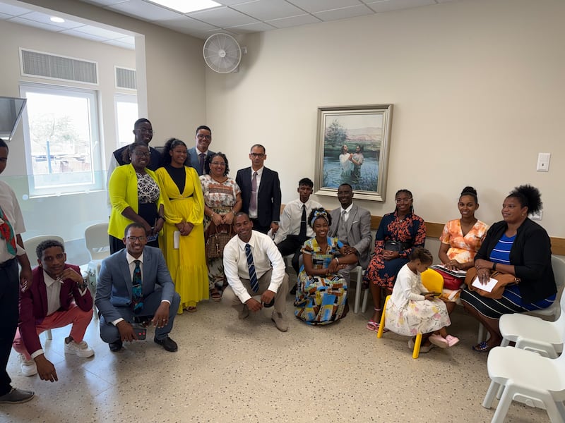 Latter-day Saints in the new Eugenio Lima Chapel in Praia, Cape Verde, Sunday, April 12, 2026.