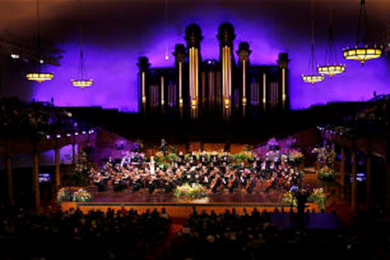 Orchestra at Temple Square Spring concert.