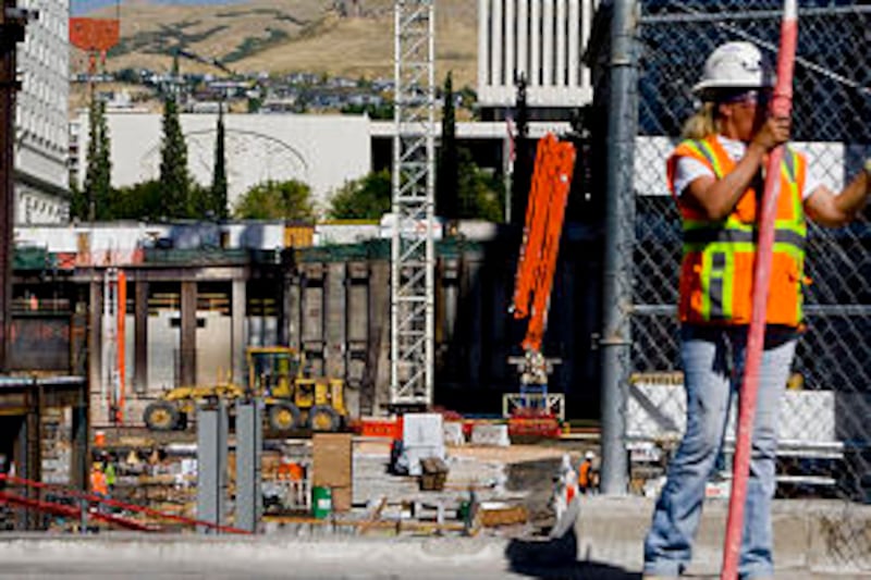 This vantage point looks north across construction.