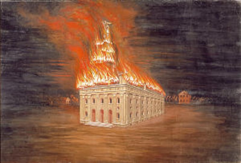 Nauvoo Temple Fire Painting