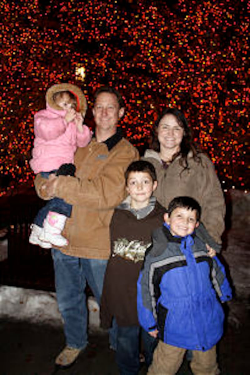 Derek and Amber Tilley, with their children Nathaniel, 9, Logan, 7, and Andelin, 2, from Aberdeen, I