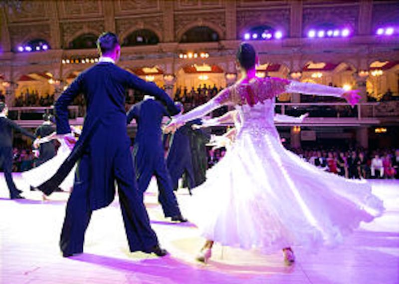 BYU ballroom dancers perform during the competition held in Blackpool, England, on May 29.