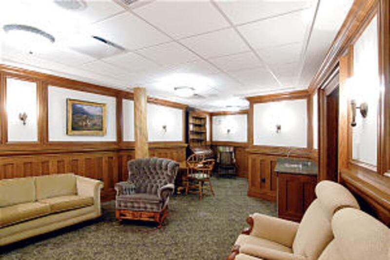 Waiting room where First Presidency gathers and prepares prior to entering Tabernacle auditorium.