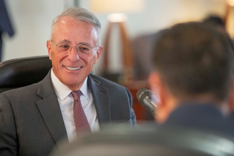 Elder Ulisses Soares of the Quorum of the Twelve Apostles speaks with members of the Mexico Senate in Mexico City, Mexico, on Friday, Aug. 28, 2026.