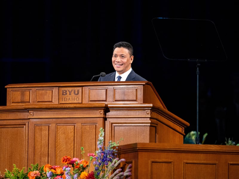 Elder James O. Fantone, a General Authority Seventy, speaks during a BYU–Idaho campus devotional in the I–Center in Rexburg, Idaho, on Tuesday, Sept. 22, 2026.